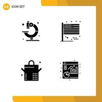 Pack of 4 Modern Solid Glyphs Signs and Symbols for Web Print Media such as lab saucepan science thanksgiving file Editable Vector Design Elements