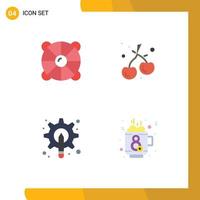 4 Thematic Vector Flat Icons and Editable Symbols of beach graphic sea cherry tool Editable Vector Design Elements