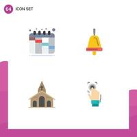 Modern Set of 4 Flat Icons and symbols such as iteration spring bell building identity Editable Vector Design Elements