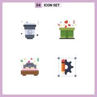 Universal Icon Symbols Group of 4 Modern Flat Icons of soda married food present romance Editable Vector Design Elements