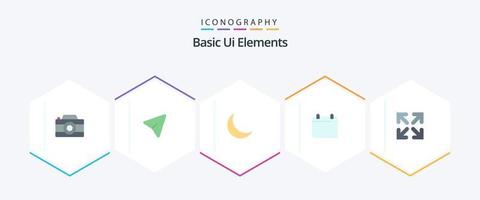 Basic Ui Elements 25 Flat icon pack including direction. year. moon. date. calender vector