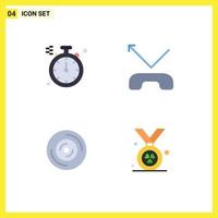 Pack of 4 Modern Flat Icons Signs and Symbols for Web Print Media such as compass cd call disc madel Editable Vector Design Elements