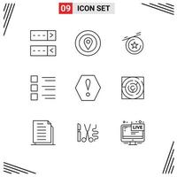 Outline Pack of 9 Universal Symbols of maze octagon medal error menu Editable Vector Design Elements