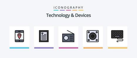 Devices Line Filled 5 Icon Pack Including . motherboard. memory. hardware. website. Creative Icons Design vector