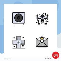 Filledline Flat Color Pack of 4 Universal Symbols of bass fitness products hobby health Editable Vector Design Elements