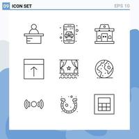 Universal Icon Symbols Group of 9 Modern Outlines of debut page office layout grid Editable Vector Design Elements