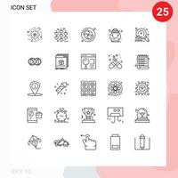 valores vector icono paquete de 25 línea señales y símbolos para datos análisis educación maceta suerte editable vector diseño elementos