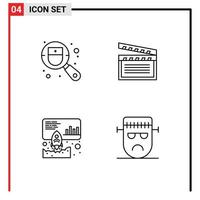 4 Creative Icons Modern Signs and Symbols of checkup launch search video promote Editable Vector Design Elements