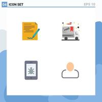 User Interface Pack of 4 Basic Flat Icons of agreement security note cyber monday administrator Editable Vector Design Elements