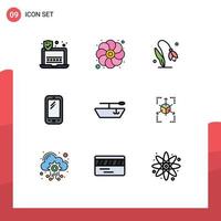 9 Filledline Flat Color concept for Websites Mobile and Apps prototype samsung floral huawei smart phone Editable Vector Design Elements