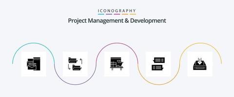 Project Management And Development Glyph 5 Icon Pack Including conversations. mail. sharing. bubble. table vector