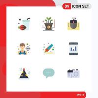 Flat Color Pack of 9 Universal Symbols of graph marker mouse interface highlighter soccer Editable Vector Design Elements