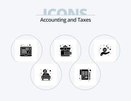 Taxes Glyph Icon Pack 5 Icon Design. income. present. sheet. gift. financial statement vector