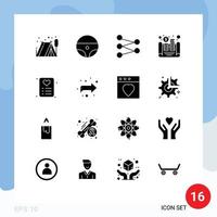Stock Vector Icon Pack of 16 Line Signs and Symbols for forward card space love asset Editable Vector Design Elements