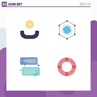 Set of 4 Modern UI Icons Symbols Signs for all time communication network connection insurance Editable Vector Design Elements