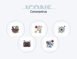 coronavirus línea lleno icono paquete 5 5 icono diseño. emergencia. médico. infección. hospital. edificio vector