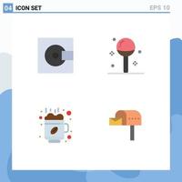 Set of 4 Modern UI Icons Symbols Signs for devices meal products drinks break Editable Vector Design Elements