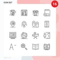 Modern Set of 16 Outlines and symbols such as american hardware music devices card Editable Vector Design Elements