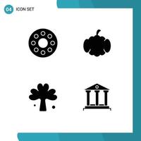 Pictogram Set of 4 Simple Solid Glyphs of baby ireland cucurbit canada plant Editable Vector Design Elements