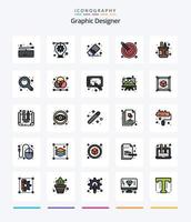 Creative Graphic Designer 25 Line FIlled icon pack  Such As design. creative. delete. artistic. stationery vector