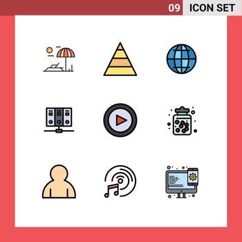 pictograma conjunto de 9 9 sencillo línea de relleno plano colores de caramelo tarro conjunto web jugar base de datos editable vector diseño elementos