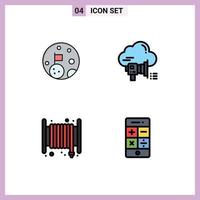 Set of 4 Modern UI Icons Symbols Signs for moon alarm planet promotion fire Editable Vector Design Elements