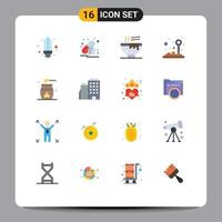 Universal Icon Symbols Group of 16 Modern Flat Colors of cosmetics joystick drink game control Editable Pack of Creative Vector Design Elements