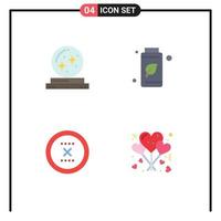Mobile Interface Flat Icon Set of 4 Pictograms of ball cancel magician green close Editable Vector Design Elements