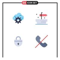 4 Thematic Vector Flat Icons and Editable Symbols of cloud security ship lock call Editable Vector Design Elements