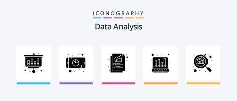 Data Analysis Glyph 5 Icon Pack Including search. report. database. digital graph. computer. Creative Icons Design vector