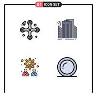 Set of 4 Modern UI Icons Symbols Signs for communications management internet of things sensor teamwork Editable Vector Design Elements