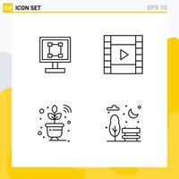 Pack of 4 Modern Filledline Flat Colors Signs and Symbols for Web Print Media such as crop sensor program media wifi Editable Vector Design Elements