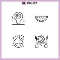 Pictogram Set of 4 Simple Filledline Flat Colors of ai laboratory light bulb melon tube Editable Vector Design Elements