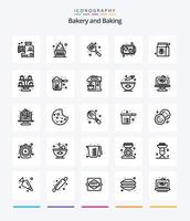 Creative Baking 25 OutLine icon pack  Such As food. cooking. baked. cookies. spatula vector