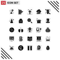 Universal Icon Symbols Group of 25 Modern Solid Glyphs of data processor music cloud rip Editable Vector Design Elements