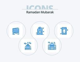 Ramadan Blue Icon Pack 5 Icon Design. rug. carpet. roza. mosque. islam vector