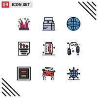 Universal Icon Symbols Group of 9 Modern Filledline Flat Colors of report page juice file world Editable Vector Design Elements