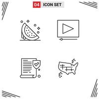 Mobile Interface Line Set of 4 Pictograms of dessert paper sweet clip usa Editable Vector Design Elements