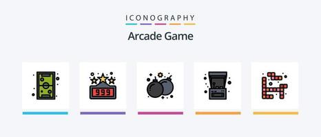 Arcade Line Filled 5 Icon Pack Including play. tetris. fun. play. fun. Creative Icons Design vector