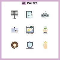9 Universal Flat Colors Set for Web and Mobile Applications money computer wireless employee card Editable Vector Design Elements
