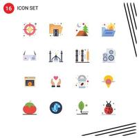 Universal Icon Symbols Group of 16 Modern Flat Colors of glasses computing adventure computer folder antivirus Editable Pack of Creative Vector Design Elements