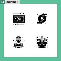 4 Thematic Vector Solid Glyphs and Editable Symbols of business mechanic money dollar plumber Editable Vector Design Elements