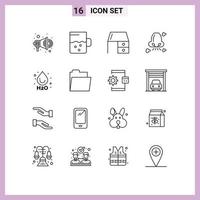 Modern Set of 16 Outlines and symbols such as ho pollution furniture nose breathe Editable Vector Design Elements