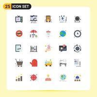 Pictogram Set of 25 Simple Flat Colors of camera bolt hand file document Editable Vector Design Elements