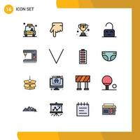 Universal Icon Symbols Group of 16 Modern Flat Color Filled Lines of home coffee online unlock off Editable Creative Vector Design Elements