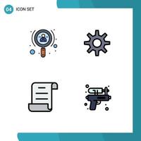 4 User Interface Filledline Flat Color Pack of modern Signs and Symbols of growth script user wheel water gun Editable Vector Design Elements