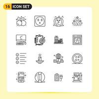 16 Creative Icons Modern Signs and Symbols of device computer halloween wedding firework Editable Vector Design Elements