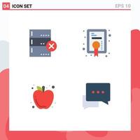 4 Universal Flat Icons Set for Web and Mobile Applications cancel fruit diploma achievement chat Editable Vector Design Elements