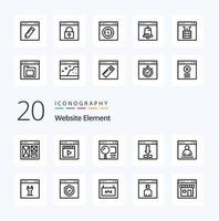 20 Website Element Line icon Pack like download arrows interface web page vector