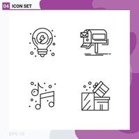 Set of 4 Vector Filledline Flat Colors on Grid for idea music solution marketing arts Editable Vector Design Elements